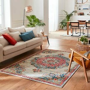 Alfombra de salón, dormitorio, alfombra étnica, alfombra de salón con diseño antiguo, alfombra persa, alfombra oriental, decoración industrial (160 x 230 cm, Creme)