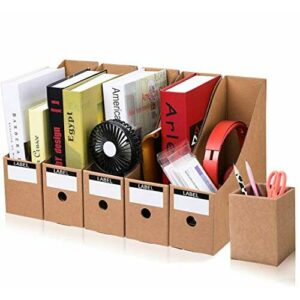 Caja de Almacenamiento de la Oficina Revistero Archivador File Magazine Holder Cardboard Magazine Book Rack Lever Arch Archivador Divider Document Stationery Storage Box 5Pcs / Pack