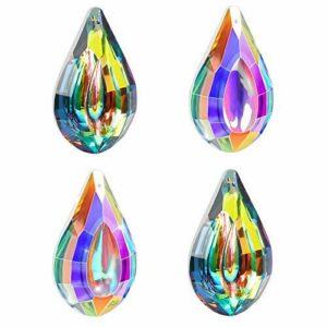 4 Piezas Cristal Prisma Colgante, Hermosa Colgante de Bolas, Crystal del Sol, Colgantes de Cristal Decorativo Arcoíris para Decoración de Prisma de la Casa Fesnter(2 Estilos)