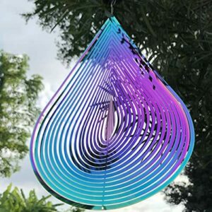 Spinner de viento colgante de acero inoxidable escultura de viento 3D gotas de agua decoración de jardín adornos de manualidades para interior y exterior jardín