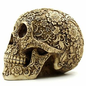 OULII Cráneo Humano Modelo Calavera Resina Decoración de Halloween