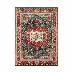 Estilo persa retro rojo negro patrón geométrico estilo étnico sala de estar dormitorio alfombra de noche alfombra