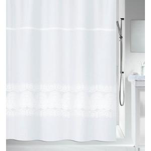 Cortina baño broderie blanco poliéster 180x200 cm