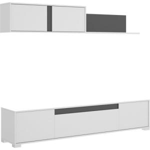Mueble de salón y tv ciro blanco y gris grafito 200x180x41 cm (anchoxaltoxfondo)