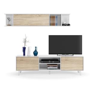 Mueble de salón y tv zaiken blanco y roble 180x51x41 cm (anchoxaltoxfondo)