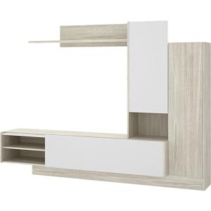 Mueble de salón y tv liv blanco y gris 218x168x40 cm (anchoxaltoxfondo)