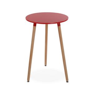Mesa de cocina alta redonda en madera roja de 60 cm