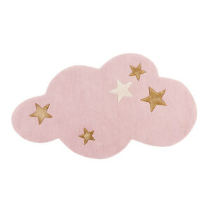 Alfombra nube de lana rosa 130x75 cm