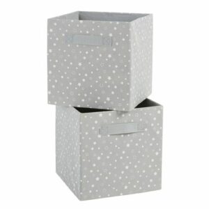 Cajones de almacenaje grises con estampado de estrellas blancas (x2)