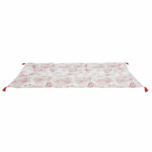 Colchón de suelo de algodón con motivos decorativos de hojas de palmeras rosas y doradas 90x190