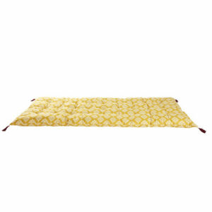 Colchón de suelo de algodón amarillo con motivos gráficos blancos 90x190