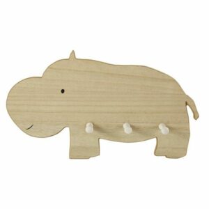 Colgador hipopótamo beige con 3 ganchos