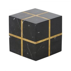 Cubo decorativo de mármol negro con líneas doradas 11x11