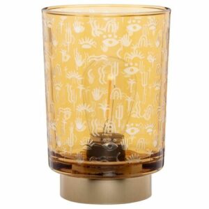 Decoración luminosa de cristal marrón con motivos decorativos de metal dorado