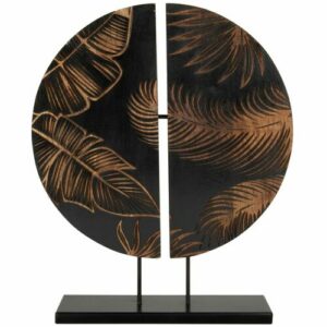 Disco de madera de mango negro con un diseño de follaje grabado