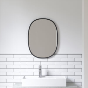 Espejo de pared ovalado, 61x46cm, borde de goma negra