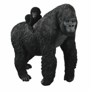 Estatua de gorila y bebé de color negro Alt. 105