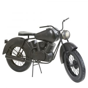 Figura de motocicleta de metal negro con efecto envejecido L.145
