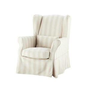 Funda de sillón a rayas de algodón beige