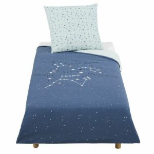 Juego de cama infantil de algodón azul marino con estampado 140x200