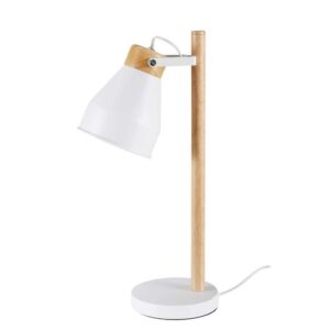 Lámpara de escritorio de hevea i metal blanco