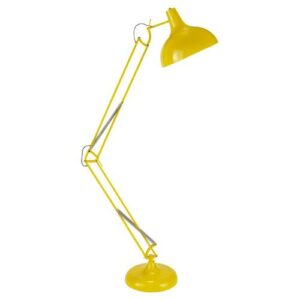 Lámpara de pie orientable de metal amarillo