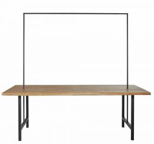Mesa de acacia maciza/metal negro, barra, 8/10 personas, 220 cm