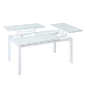 Mesa de jardín abatible de 2 bandejas Agnes de aluminio blanco