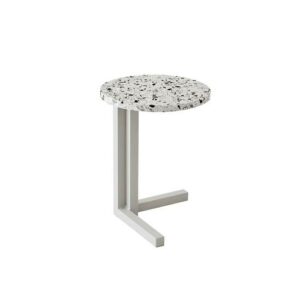 Mini mesa auxiliar aluminio gris y terrazzo gris