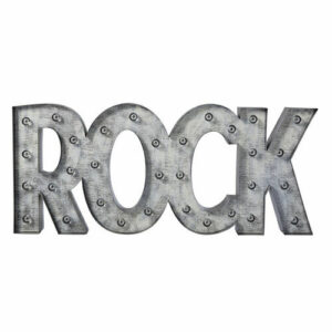 Palabra luminosa Rock de metal gris blanqueado