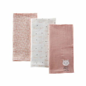 Pañales de bebé de algodón rosa, blanco y gris (x3)