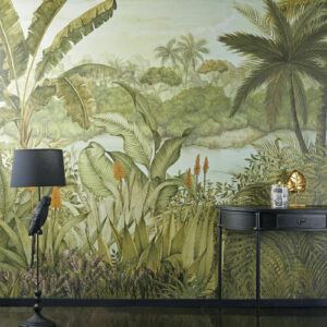 Papel pintado no tejido con estampado de paisaje tropical 350x300