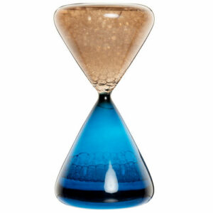 Reloj de arena de cristal bicolor azul marino y negro