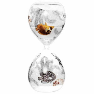 Reloj de arena de cristal transparente con motivos acuáticos