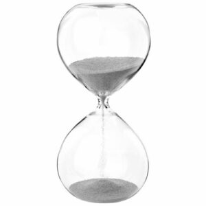 Reloj de arena gris claro de cristal