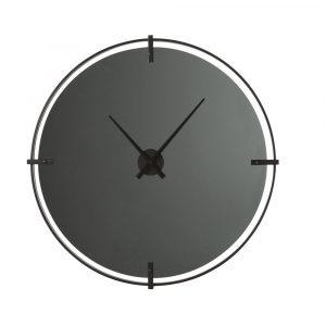 Reloj de cristal ahumado y metal negro D. 95