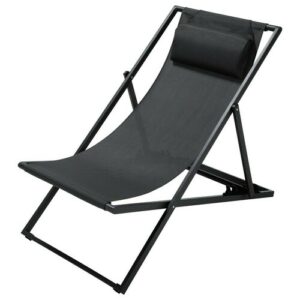 Tumbona/silla de playa plegable de metal antracita