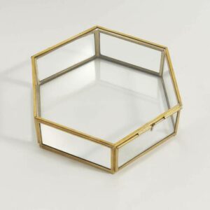Caja hexagonal de vidrio y latón, Uyova