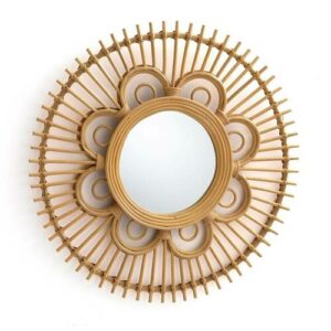Espejo de mimbre circular con forma de flor Ø65 cm Nogu
