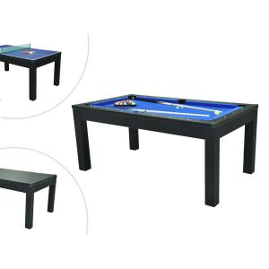 Mesa transformable negra - Billar y ping pong - Ancho 182 x Prof. 102 x Alt. 80 cm - SOUSA