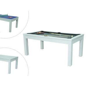 Mesa transformable blanca - Billar y ping pong - Ancho 182 x Prof. 102 x Alt. 80 cm - HENK