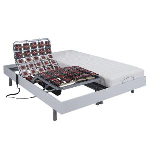 Cama eléctrica de relajación con terminales y colchón de látex CASSIOPEE III de DREAMEA - Motores OKIN - 2x70x190 - blanca