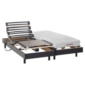 Cama eléctrica de relajación con colchón con látex TYNDARE de DREAMEA - negro - 2 x 80 x 200 cm