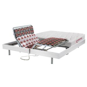 Cama eléctrica relajación de terminales colchón plancha látex LAODICE de DREAMEA - Motores OKIN - blanco - 2 x 90 x 200 cm