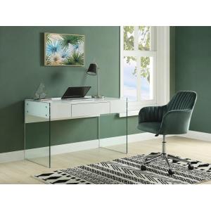 Silla de escritorio ELEANA - Terciopelo - Verde - Altura ajustable