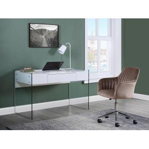 Silla de escritorio ELEANA - Terciopelo - Beige - Altura ajustable
