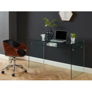 Silla de escritorio JELSA - Altura ajustable - Piel sintética y metal cromado - Nogal y negro