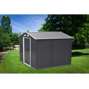 Caseta de jardín de acero galvanizado gris MANSO - 6,6 m²