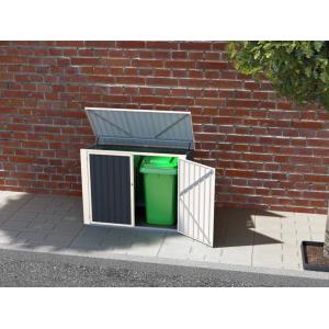 Caseta de jardín de metal para cubos de basura ILARIO - Gris - Ancho 181 x Prof. 107 x Alt. 131 cm