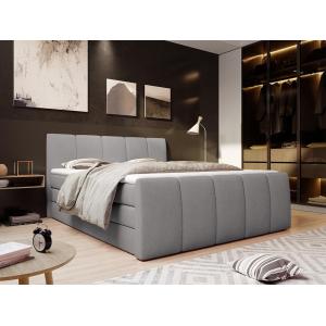 Boxspring completo con cabecero de cama+ somieres arcón + colchón + cubrecolchón VERONE - gris claro - 160x200 cm